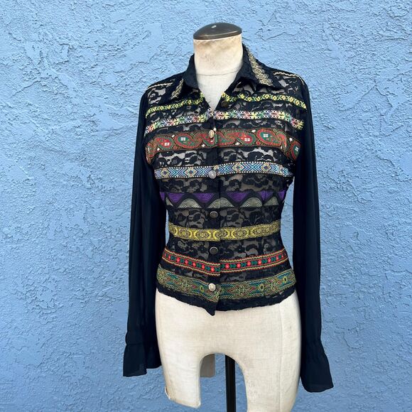 90s The Limited Blouse Size Small Bohemian Maximalist - Picture 2 of 10